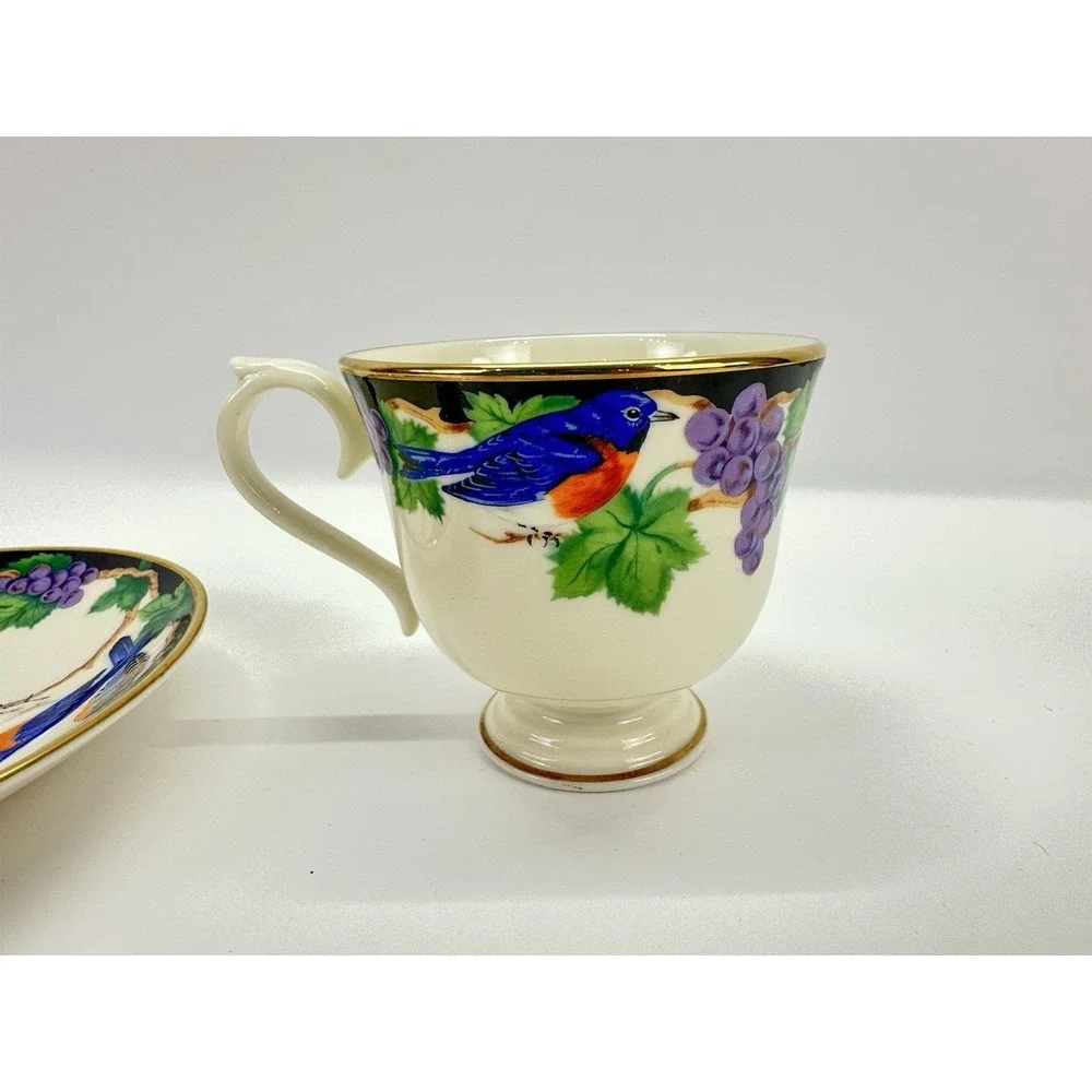 Lenox Birds of America Blue Bird Cup Saucer Gold Trim USA Vintage 1990s